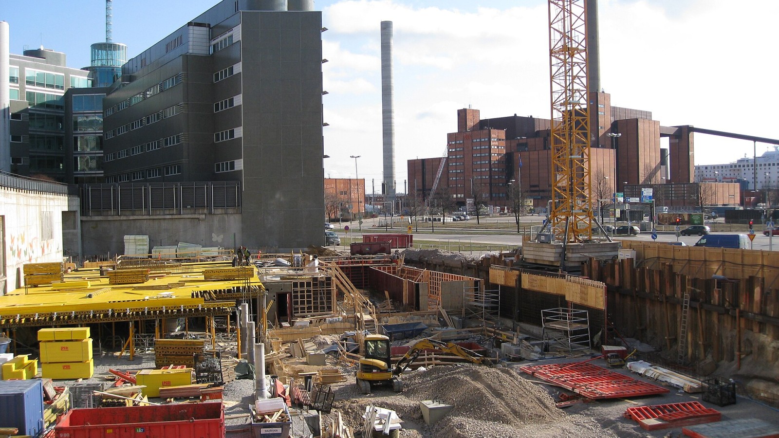 A construction site of an office building in Sörnäinen in Helsinki