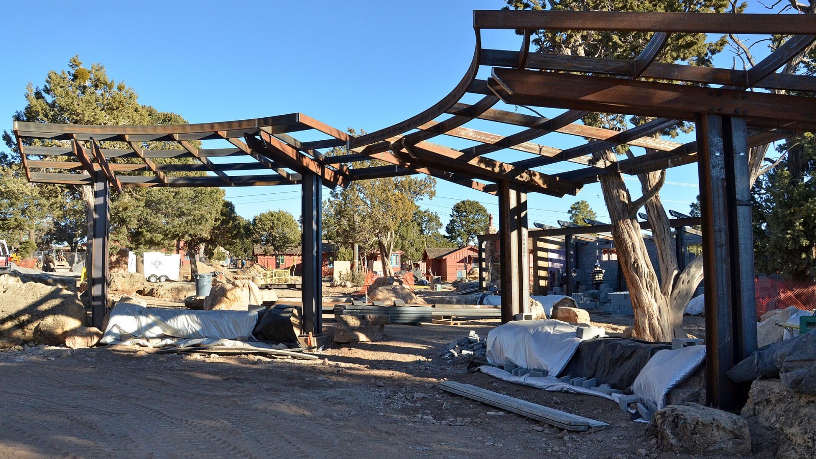 December 7, 2012. Bright Angel Trailhead Project. NPS photo by Michael Quinn. Significant progress has been made on the Bright Angel Trailhead rehabilitation project on the South Rim of Grand Canyon National Park, includ