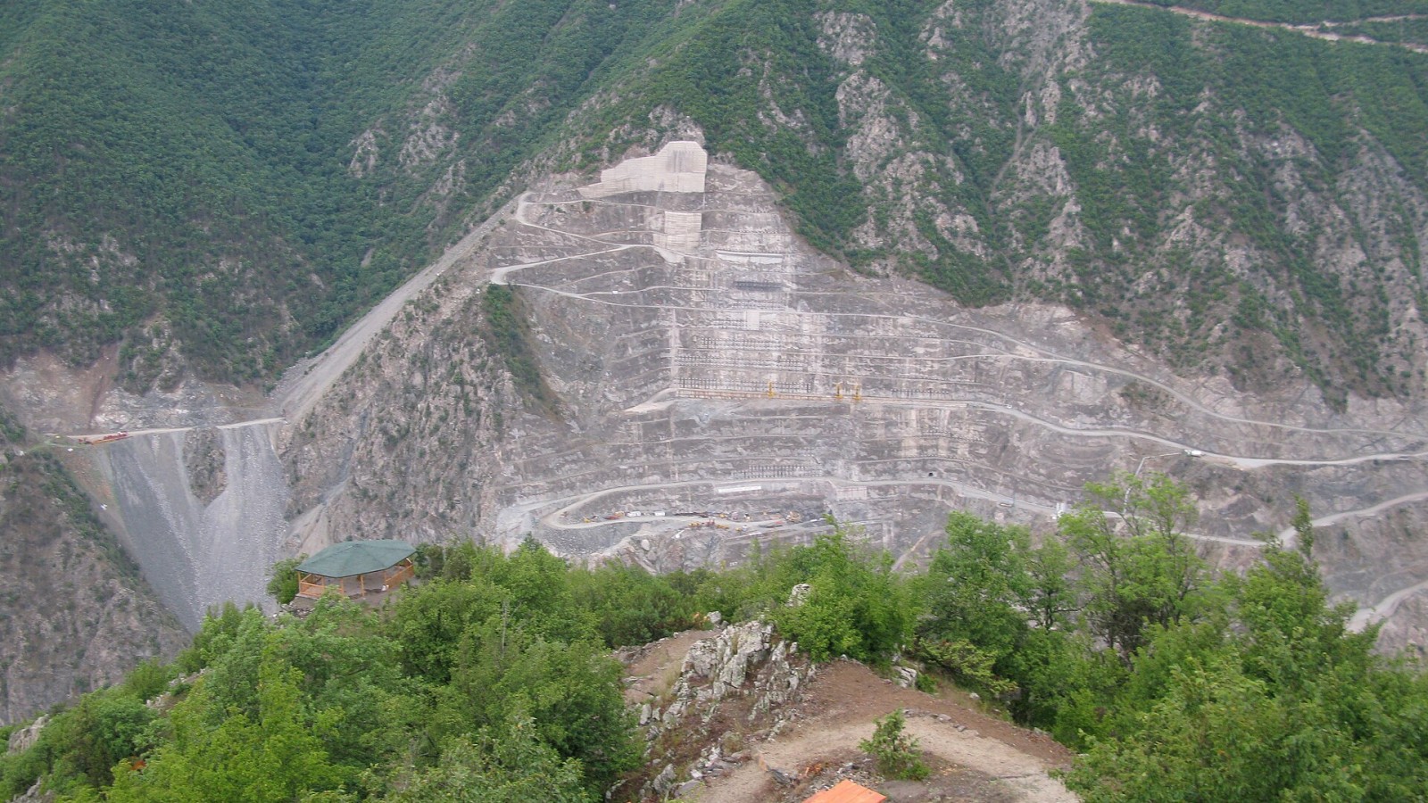Construction site of the Deriner Dam in the Province of Artvin, Turkey.