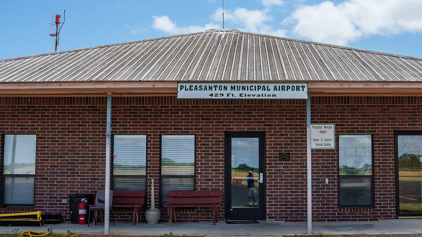 Flight Operations Office at the Pleasanton Airport in Pleasanton Texas, on May 28, 2025. In 2022 U.S. Congressman Henry Cuellar (TX-28) announced $1,061,000 in federal funding for the construction of two additional hanga