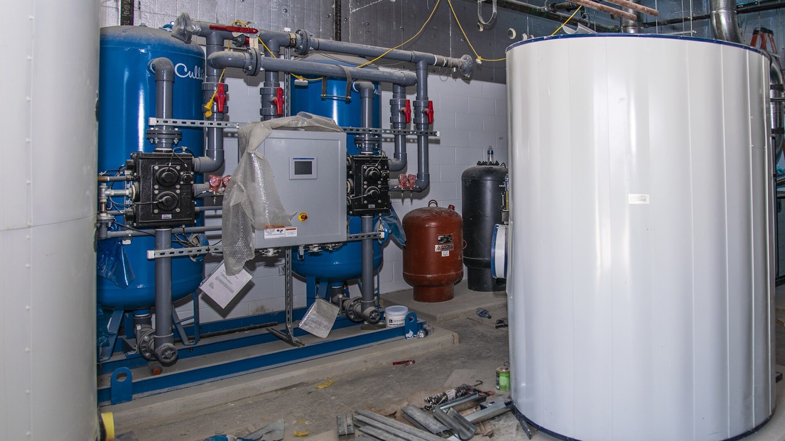 Partially installed water heaters for the construction of the new critical access hospital facility of the Uvalde County Hospital Authority at their 140-acre health care campus in Uvalde, Texas on April 9, 2021. The 163,