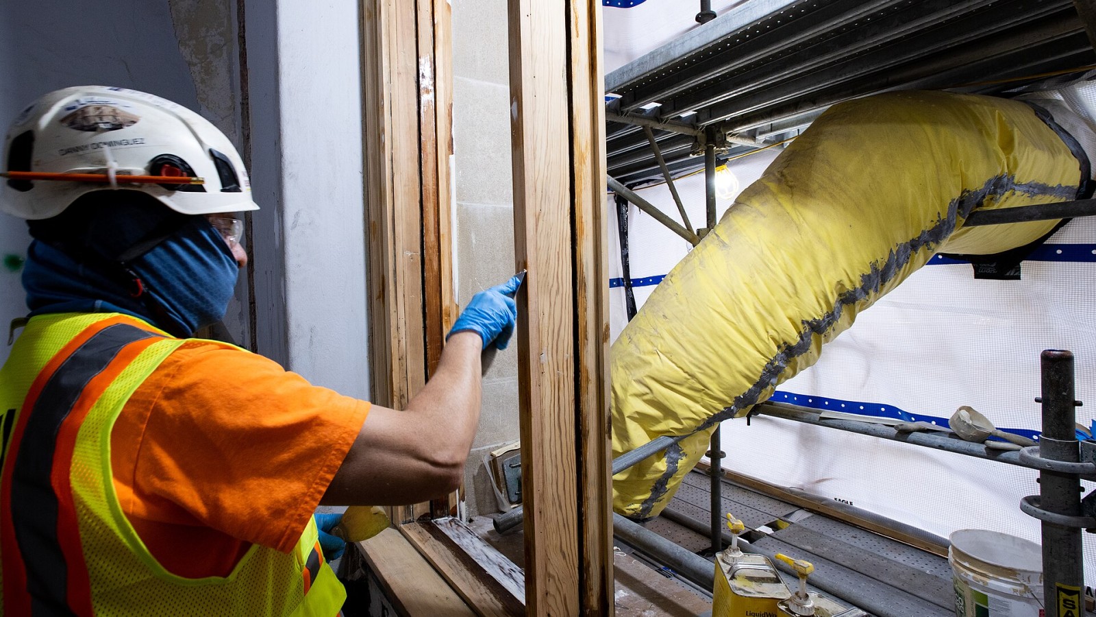 Construction work continues in the Cannon House Office Building's east wing. Phase 3 of the Cannon Renewal Project began in January 2021 and is scheduled to be complete in December 2022. The entire east side of the build