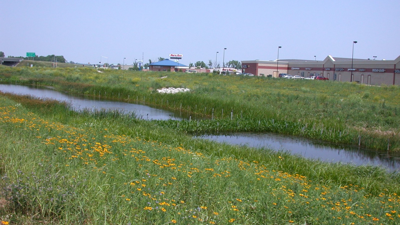 Stormwater detention ponds. Appleton, Wisconsin. Near intersection of Plank Road and Lakeland Drive. Late June 2006.