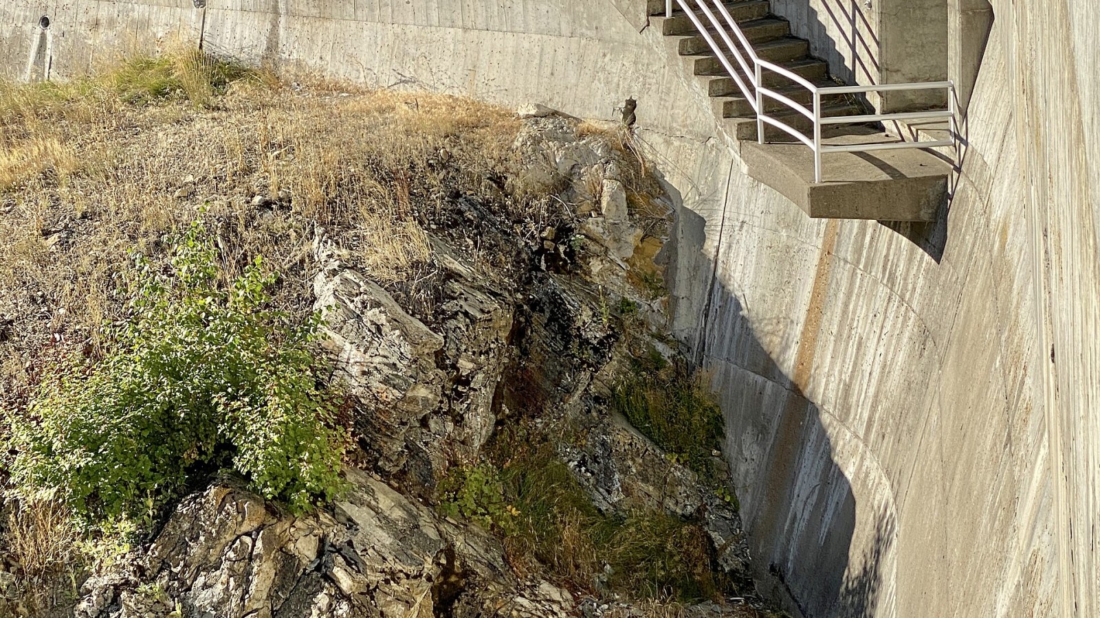 Built between 1948 and 1953 by the Bureau of Reclamation under the Grand Coulee Power Office, this modernist-style concrete arch-gravity dam impounds the Hungry Horse Reservoir on the South Fork of the Flathead River nea