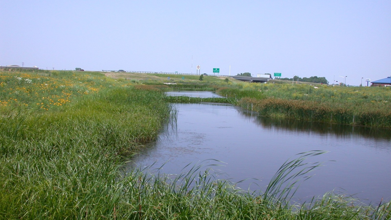 Stormwater detention ponds. Appleton, Wisconsin. Near intersection of Plank Road and Lakeland Drive. Late June 2006.