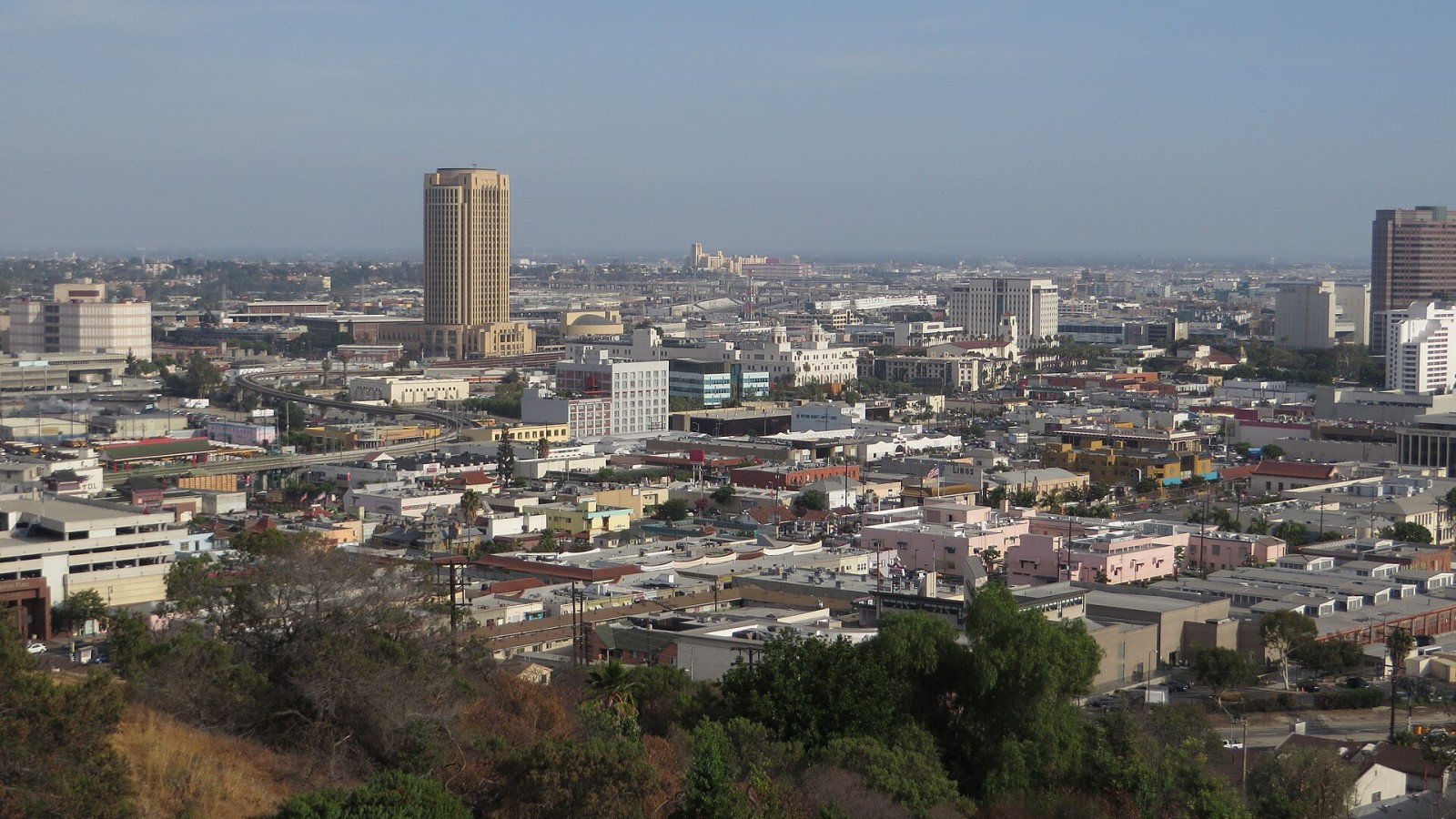 The MTA Building is a 398 ft (121 m) high rise office tower in Los Angeles, California. It is located in Northeastern Downtown Los Angeles, east across the tracks from Union Station. Completed in 1995, it serves as the m