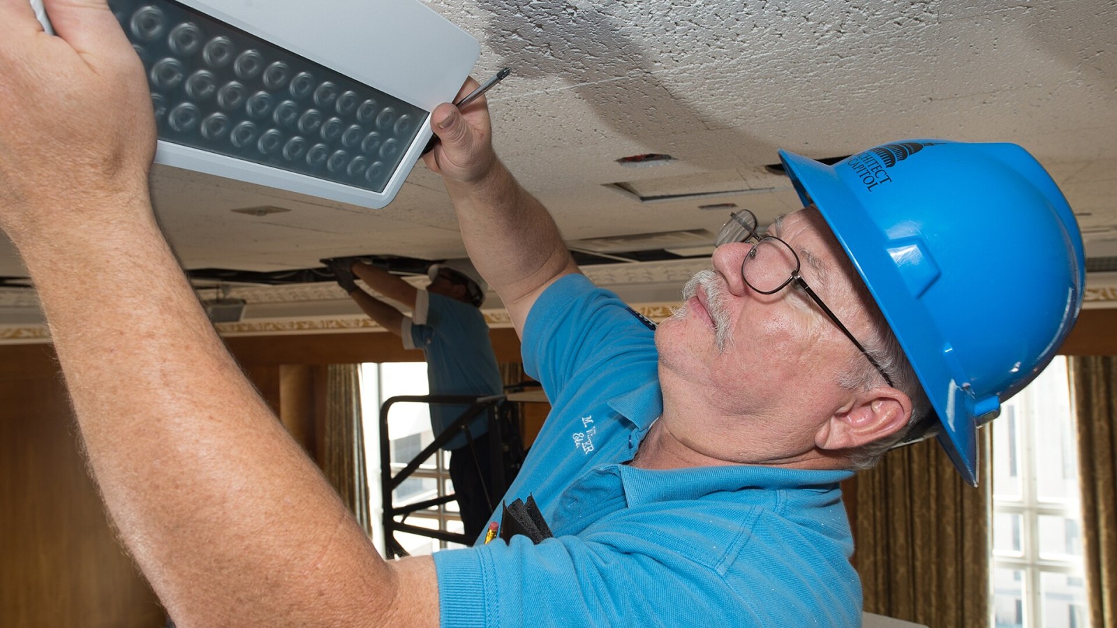 One of the key energy-saving initiatives in the Senate Office Buildings is an emphasis on energy-efficient lighting. Over the past several years, nearly 44,000 lighting fixtures in the Senate buildings have been retrofit