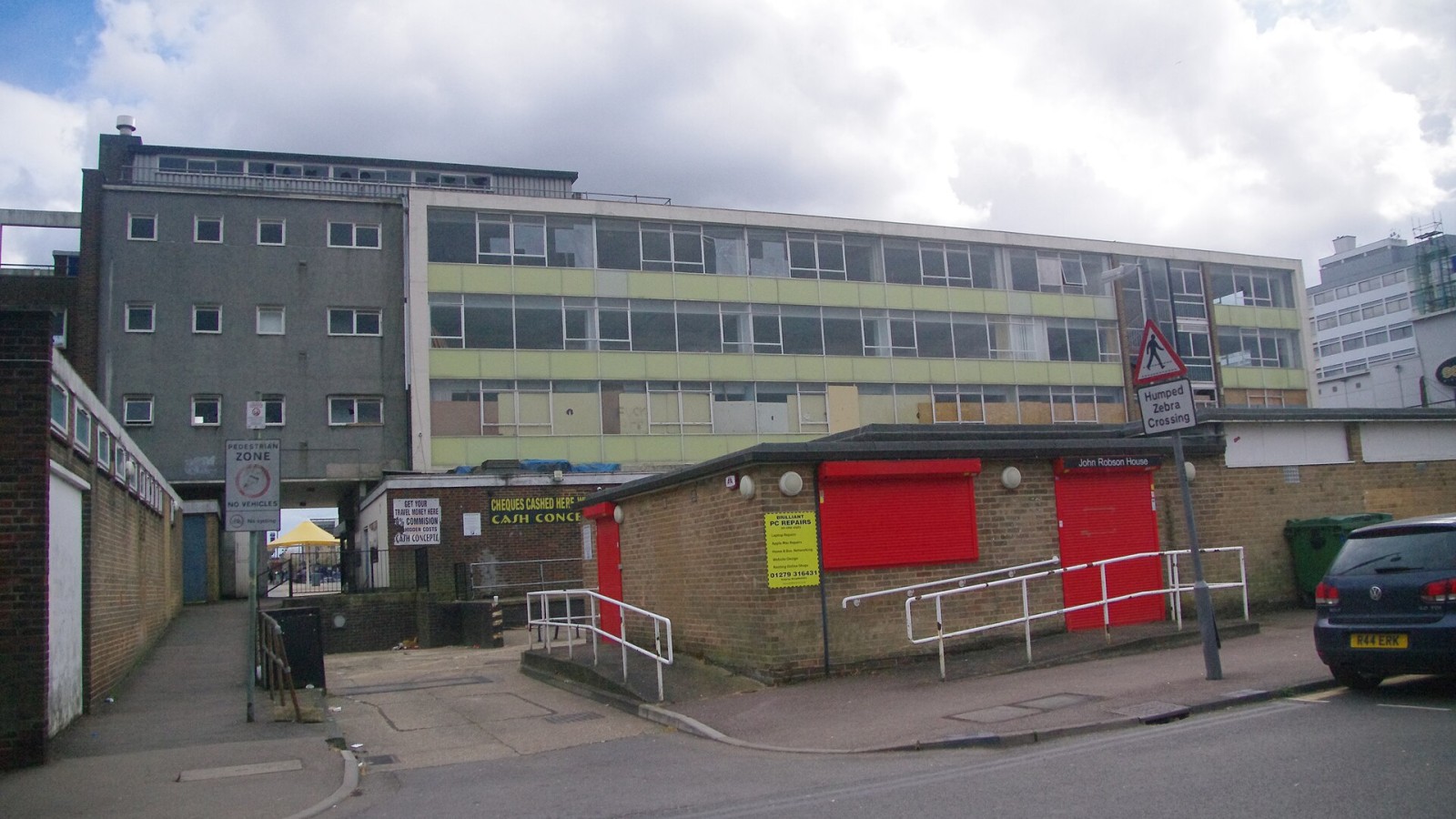 Back of Market House & former public toilets, Harlow, Essex