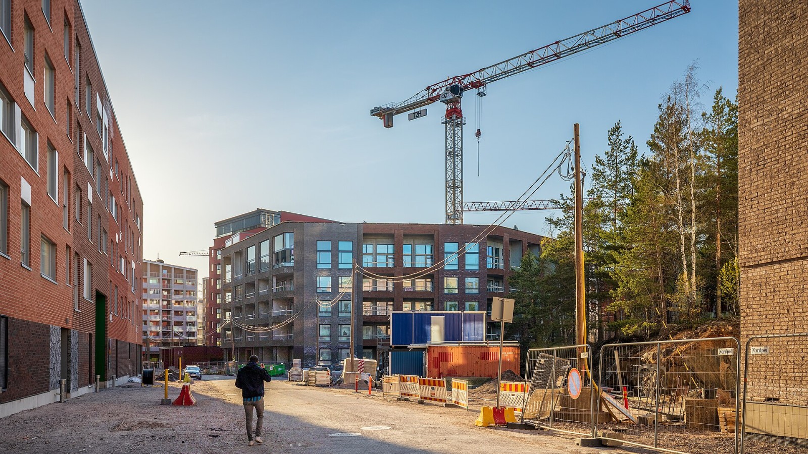 Construction of residential buildings by Lavakatu in Pohjois-Pasila, Helsinki, Finland in 2022 May.