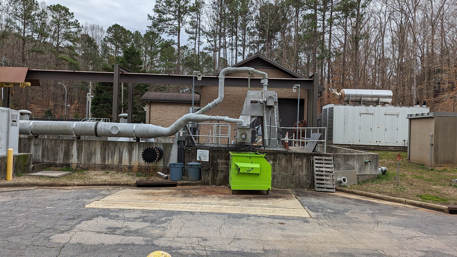 Wastewater pumping stations (or lift stations) commonly filter out large solids, to prevent damage to the pumps. This is a view of the outlet of the filtering system.