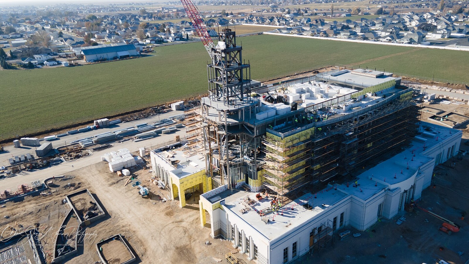 The Syracuse Utah Temple is currently under construction and won't be finished until July 2025. The temple site has 12.27 acres, and an exterior finish of granite and metal panel, architecture features a single attached