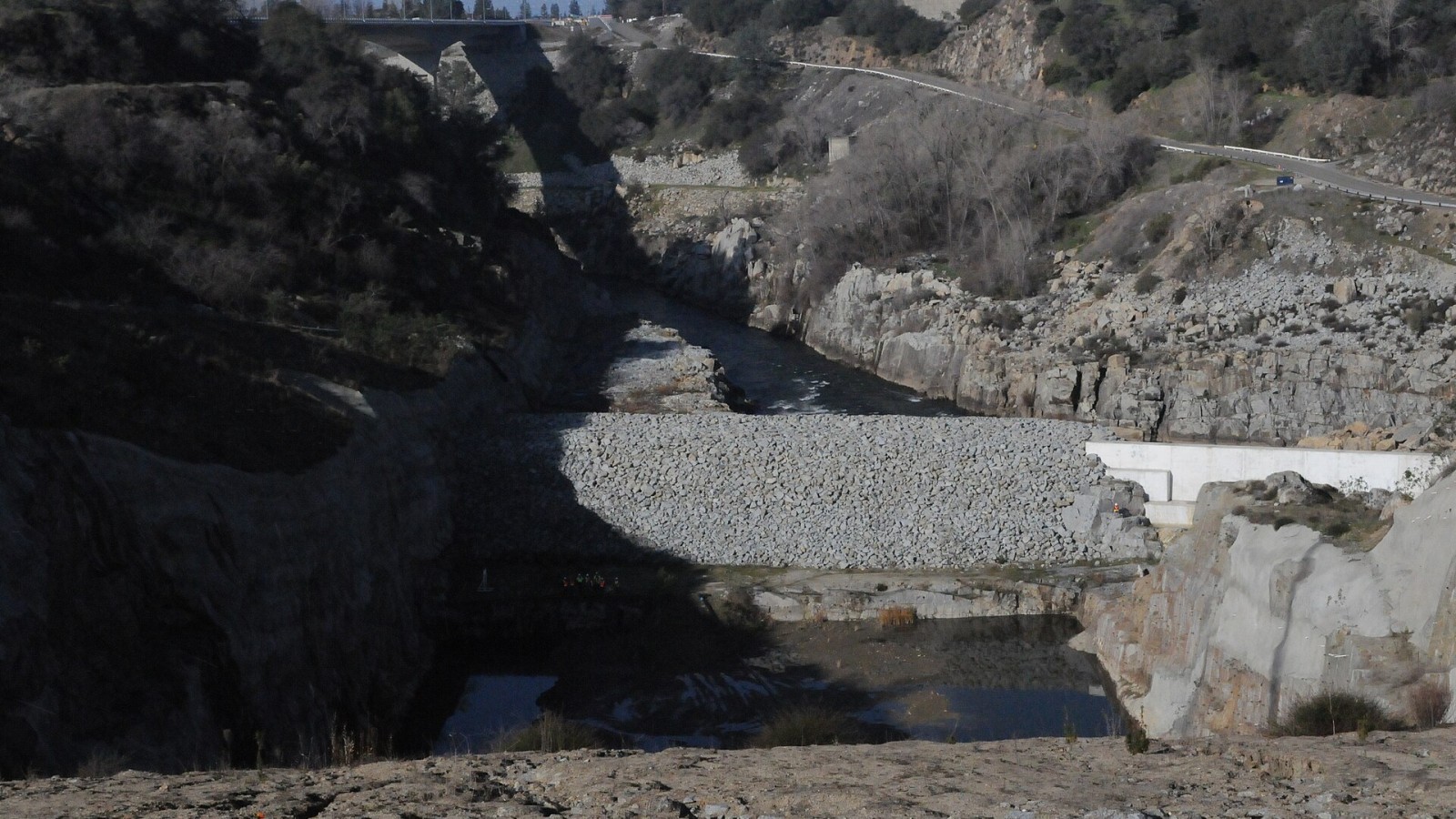 Construction contractors visited the Folsom Dam auxiliary spillway Feb. 3, 2013 to get a final walkthrough of the project before submitting their proposals to work on the fourth phase of the project. Potential contractor