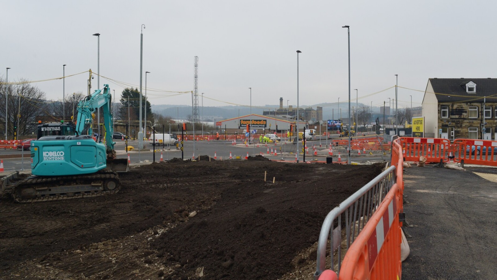 Roadworks at the junction of Lower Fitzwilliam Street and Leeds Road (A62), Huddersfield