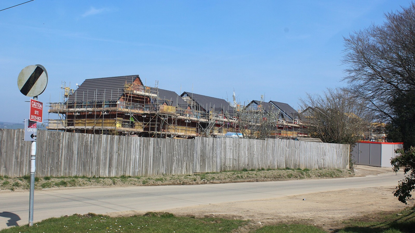 Housing estate under construction. New estate of 50 units for Pobl Group, a housing association, on green field site on the edge of Croespenmaen.