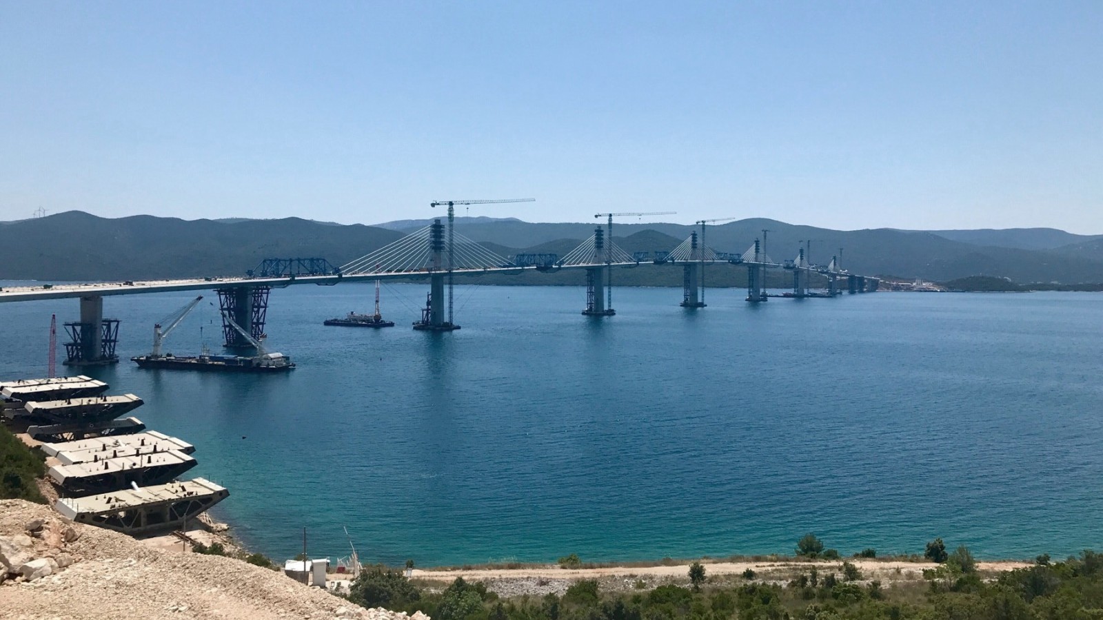 Pelješac bridge in final stage of construction (June 2021)